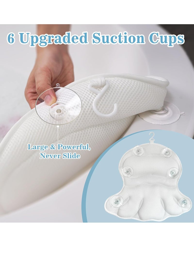 Aleponna Bath Pillow Luxury Bathtub Pillow - Bath Pillows for Tub Neck and Back support, Ergonomic Tub Pillow for Bath with 4D Air Mesh + 6 Strong Suction Cups, Great Spa Gifts Bathtub Accessories  - Image 4
