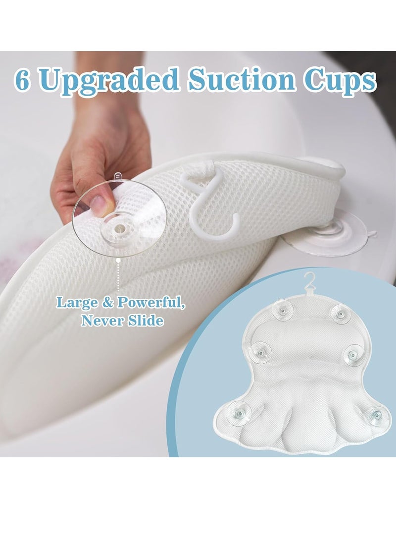 Aleponna - Bath Pillow Luxury Bathtub Pillow - Bath Pillows for Tub Neck and Back Support, Ergonomic Tub Pillow for Bath with 4D Air Mesh + 6 Strong Suction Cups, Great Spa Gifts Bathtub Accessories - Image 1