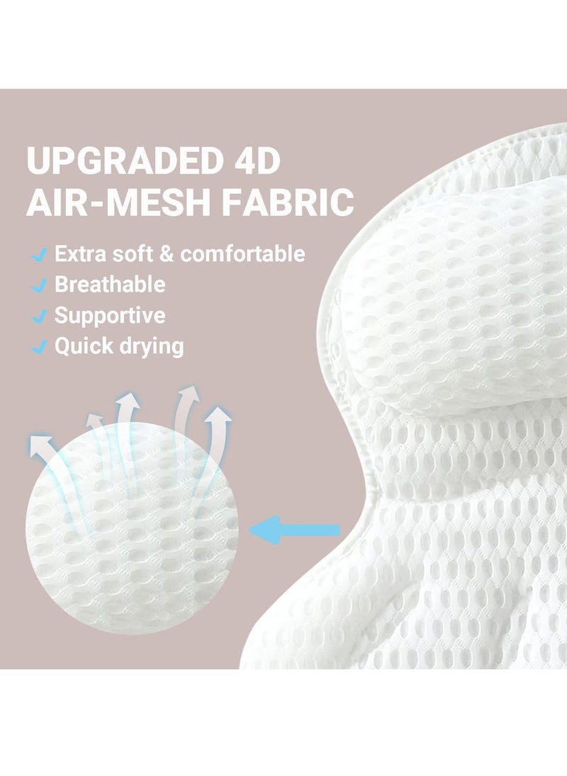 Aleponna - Bath Pillow Luxury Bathtub Pillow - Bath Pillows for Tub Neck and Back Support, Ergonomic Tub Pillow for Bath with 4D Air Mesh + 6 Strong Suction Cups, Great Spa Gifts Bathtub Accessories - Image 1
