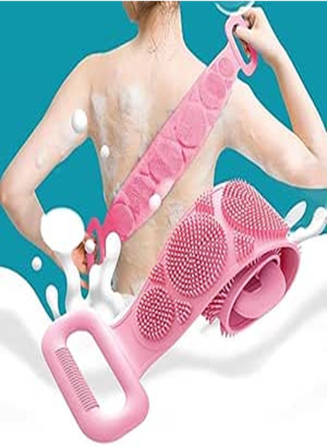 Generic Generic Silicone Body Back Scrubber, Double Side Bathing Brush for Skin Deep Cleaning Massage, Dead Skin Removal Exfoliating Belt for Shower, Easy to Clean, Lathers Well for Men & Women 