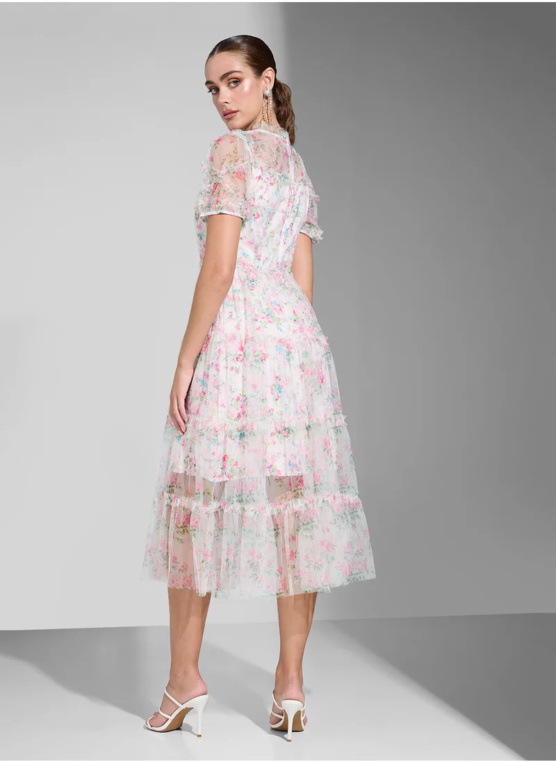 Ginger Boutique Floral A Line Tulle Dress
