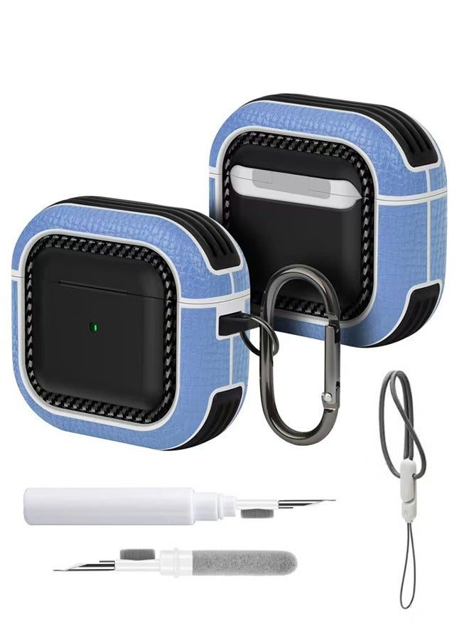 Universal fourth generation headphone hard shell, shockproof headphone cover, lychee patterned shell with lock buckle, blue - Image 1