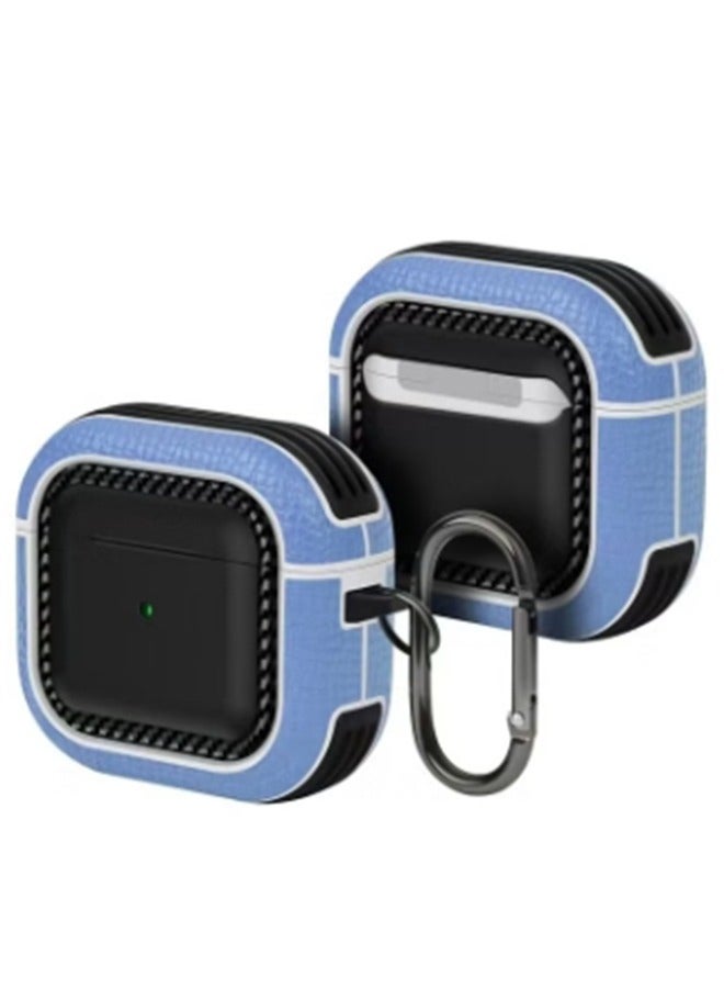 Universal fourth generation headphone hard shell, shockproof headphone cover, lychee patterned shell with lock buckle, blue - Image 2