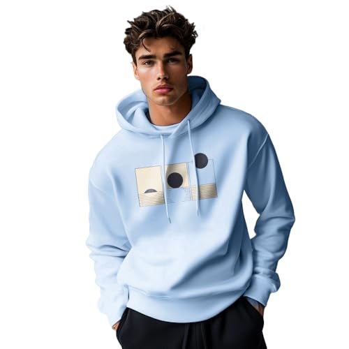 NOBERO Graphic Printed Hooded Sweatshirt(1M-TWHO-C0791-PBL3_Powder Blue_M) - Image 1