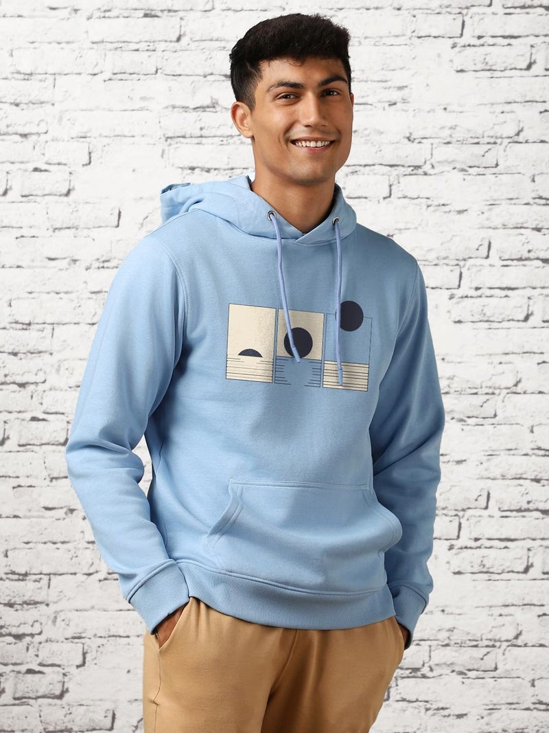 NOBERO Graphic Printed Hooded Sweatshirt(1M-TWHO-C0791-PBL3_Powder Blue_M) - Image 3