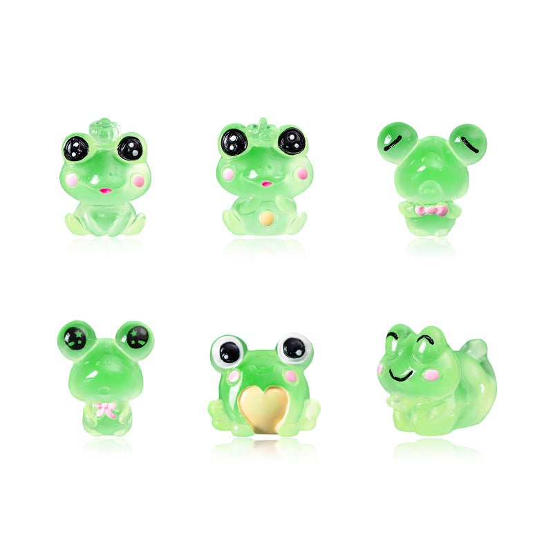 FSTURIOS 6PCS Luminous Frog Car Dashboard Decor Fun Frog Figurines Set Rear View Mirror Ornament for Vehicle Adorable Mini Resin Frogs Mirror Decoration Cute Car Accessories - Image 3