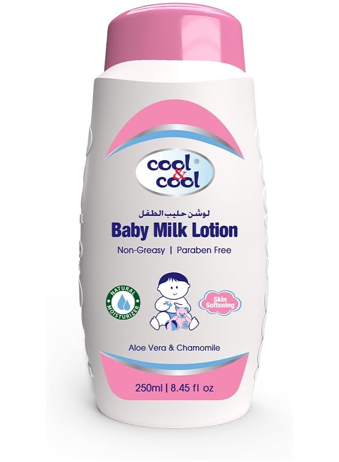 Cool & Cool Baby Milk Lotion 250Ml Skin Softening Non Greasy Paraben Free Vitamin E Aloe Vera & Chamomile Extract With Extra Mild Formula - Image 1