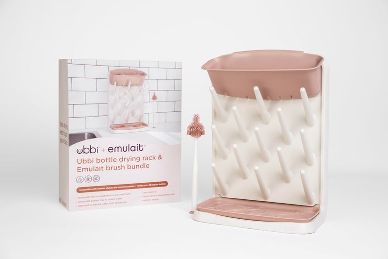 Emulait Ubbi Vertical Drying Rack, Baby Accessory, Space Saving Countertop with Cleaning Brush - Image 2