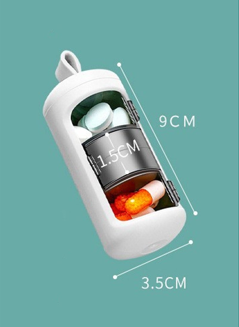 لبونير منظم حبوب، موزع حبوب، زجاجة أدوية بثلاثة أقسام لحفظ الحبوب للرحلات والتخييم في الهواء الطلق، أبيض - Image 4