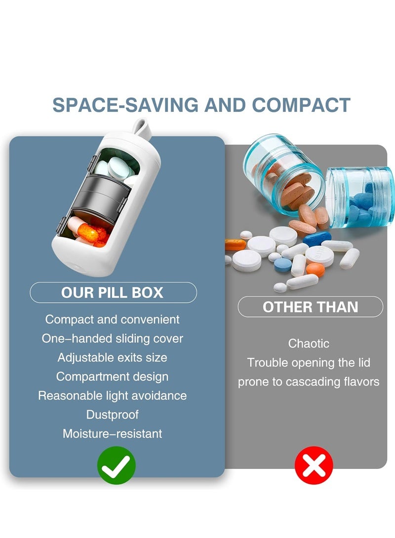 لبونير منظم حبوب، موزع حبوب، زجاجة أدوية بثلاثة أقسام لحفظ الحبوب للرحلات والتخييم في الهواء الطلق، أبيض - Image 2