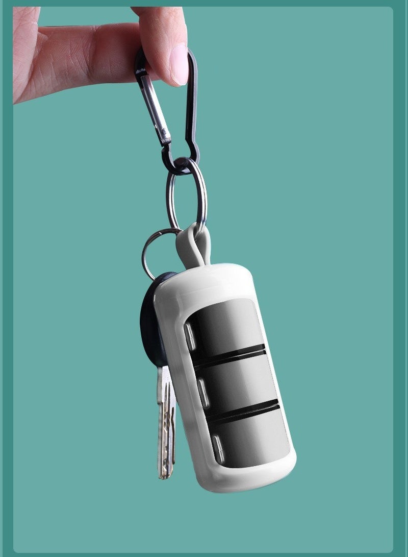 لبونير منظم حبوب، موزع حبوب، زجاجة أدوية بثلاثة أقسام لحفظ الحبوب للرحلات والتخييم في الهواء الطلق، أبيض - Image 5