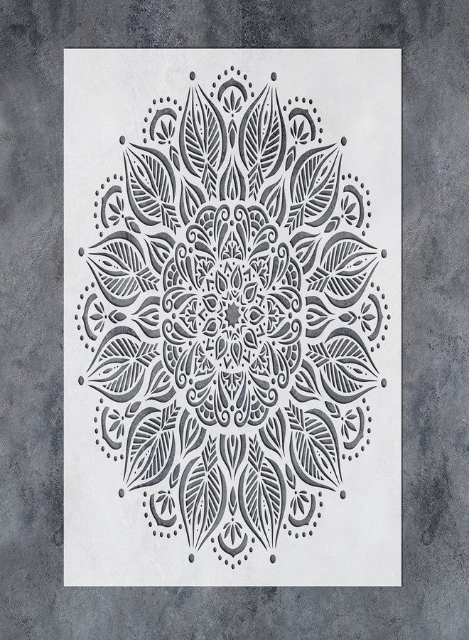 جي جي أس أس ديزاينز قوالب جدارية كبيرة من GSS Designs بتصميم ماندالا الرخاء - قوالب قابلة لإعادة الاستخدام مقاس 16 × 16 بوصة للرسم على الخشب والأرضيات والجدران والبلاط والأقمشة والأثاث - Image 1