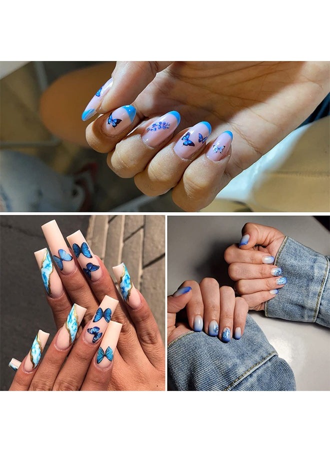 اتش واي ملصقات فن الأظافر الفراشة ، 3D ذاتية اللصق مسمار الشارات الملونة الربيع الزهور تصاميم الأظافر لأظافر الاكريليك لوازم مانيكير الزينة 8 ورقة  - Image 3