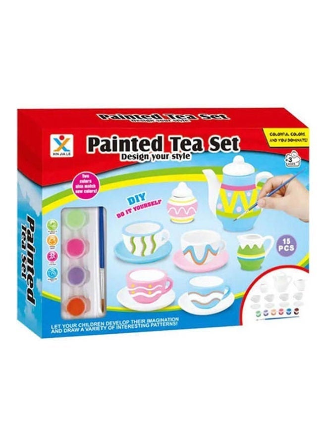 Zayat Colorful Tea Set Design Your Style, 15 Pieces, 28x20x6cm - Image 1