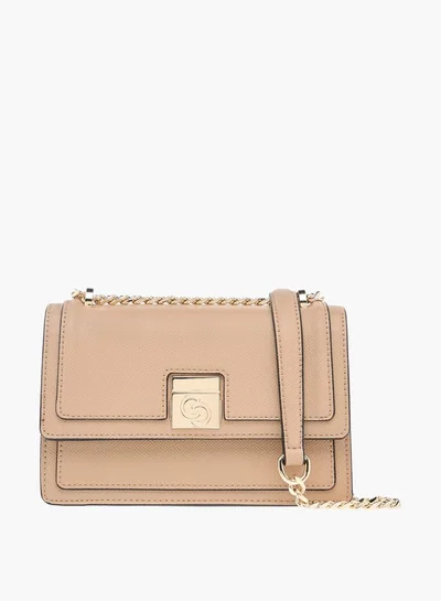 Celeste Solid Crossbody Bag with Chain Strap and Flap Closure