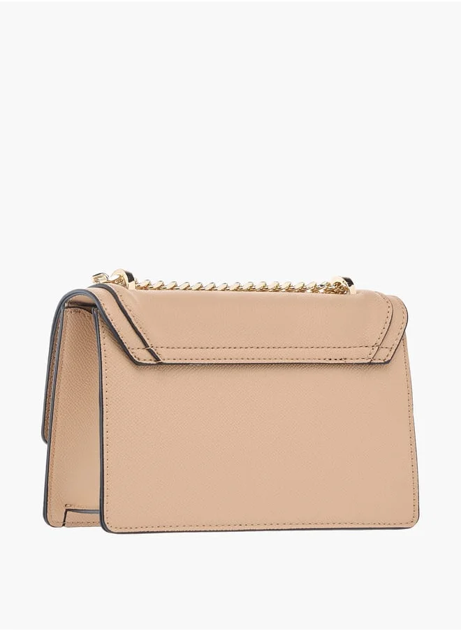 Celeste Solid Crossbody Bag with Chain Strap and Flap Closure