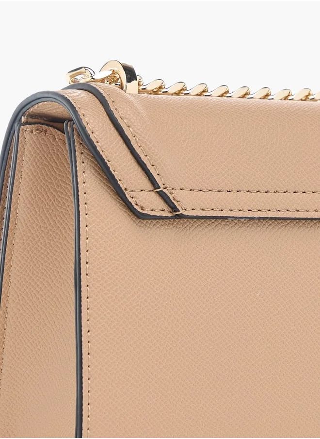 Celeste Solid Crossbody Bag with Chain Strap and Flap Closure