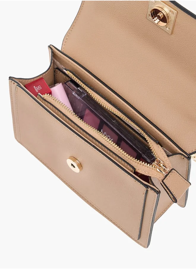 Celeste Solid Crossbody Bag with Chain Strap and Flap Closure