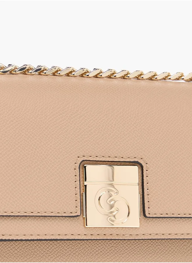 Celeste Solid Crossbody Bag with Chain Strap and Flap Closure