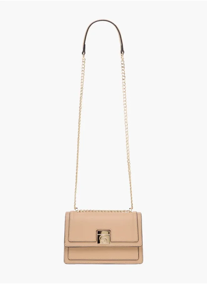 سيليست Solid Crossbody Bag with Chain Strap and Flap Closure