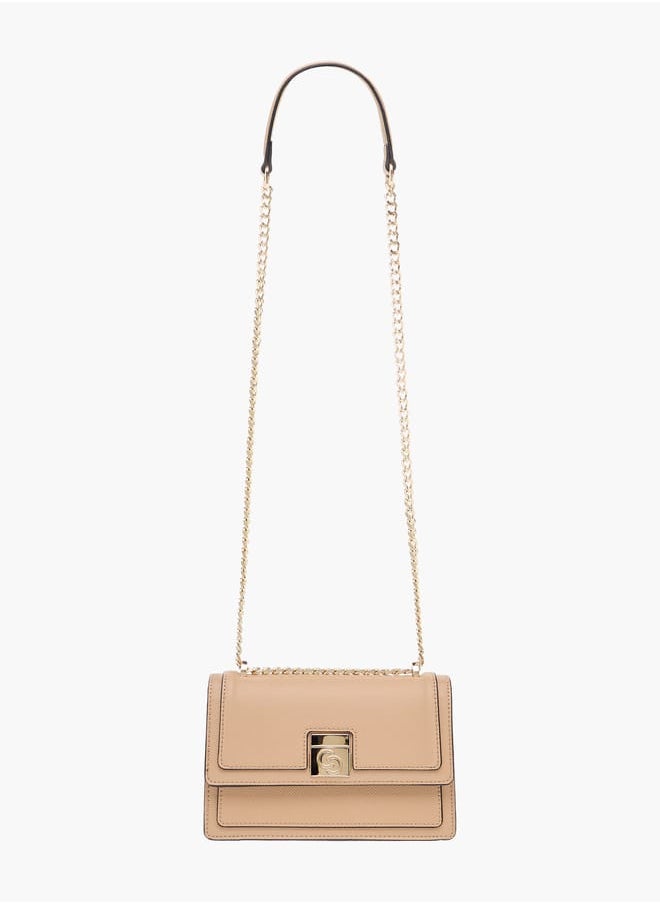Celeste - Solid Crossbody Bag with Chain Strap and Flap Closure - Image 1