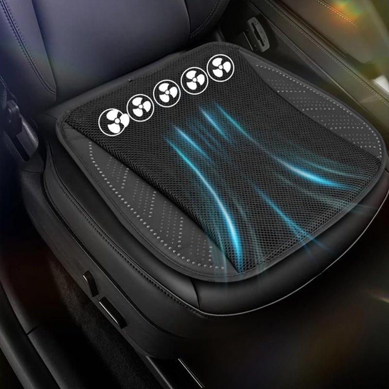 Foloose Ventilated Seat Cushion with USB Port, Summer Breathable Cooling Pad for All Car Seats, Home and Office Chairs, Black - Image 3