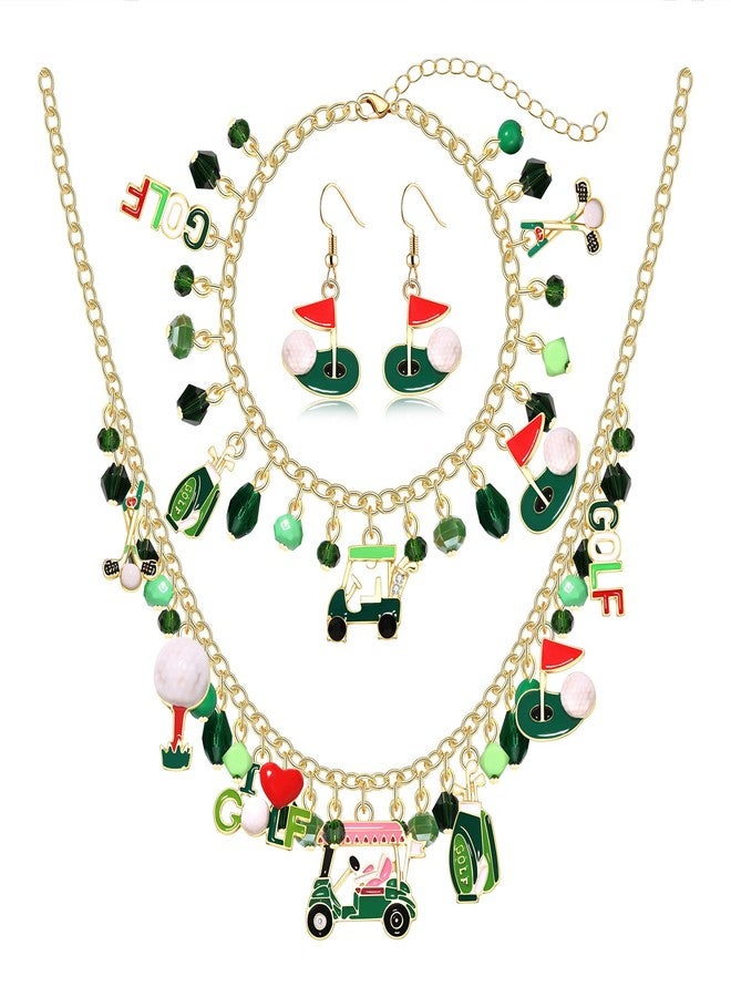 PHALIN Sport Necklace Earrings Set for Women Golf Ball Pendant Necklace Golf Dangle Earrings Golf Game Outfits Accessories Party Jewelry Gifts (Style C) - Image 5
