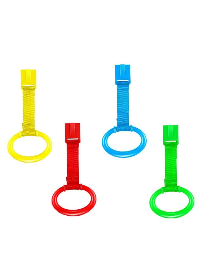 YYaaloa 4pcs Walk Assistant Plastic Baby Crib Pull Rings for Baby Baby Pull Up Rings Cot Hanging Rings for Infant Baby Toddler Practice Tool (4 Colors) - Image 1