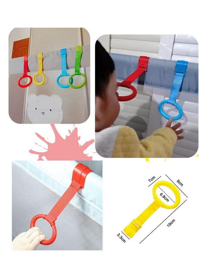 YYaaloa 4pcs Walk Assistant Plastic Baby Crib Pull Rings for Baby Baby Pull Up Rings Cot Hanging Rings for Infant Baby Toddler Practice Tool (4 Colors) - Image 3