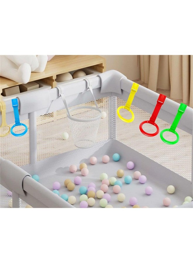 YYaaloa 4pcs Walk Assistant Plastic Baby Crib Pull Rings for Baby Baby Pull Up Rings Cot Hanging Rings for Infant Baby Toddler Practice Tool (4 Colors) - Image 5