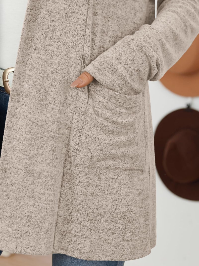 LILLUSORY Cardigan Sweaters for Women Lightweight Open Front Cardigans Casual Loose 2026 Spring Outfits with Pockets CoffeeGrey S - Image 5