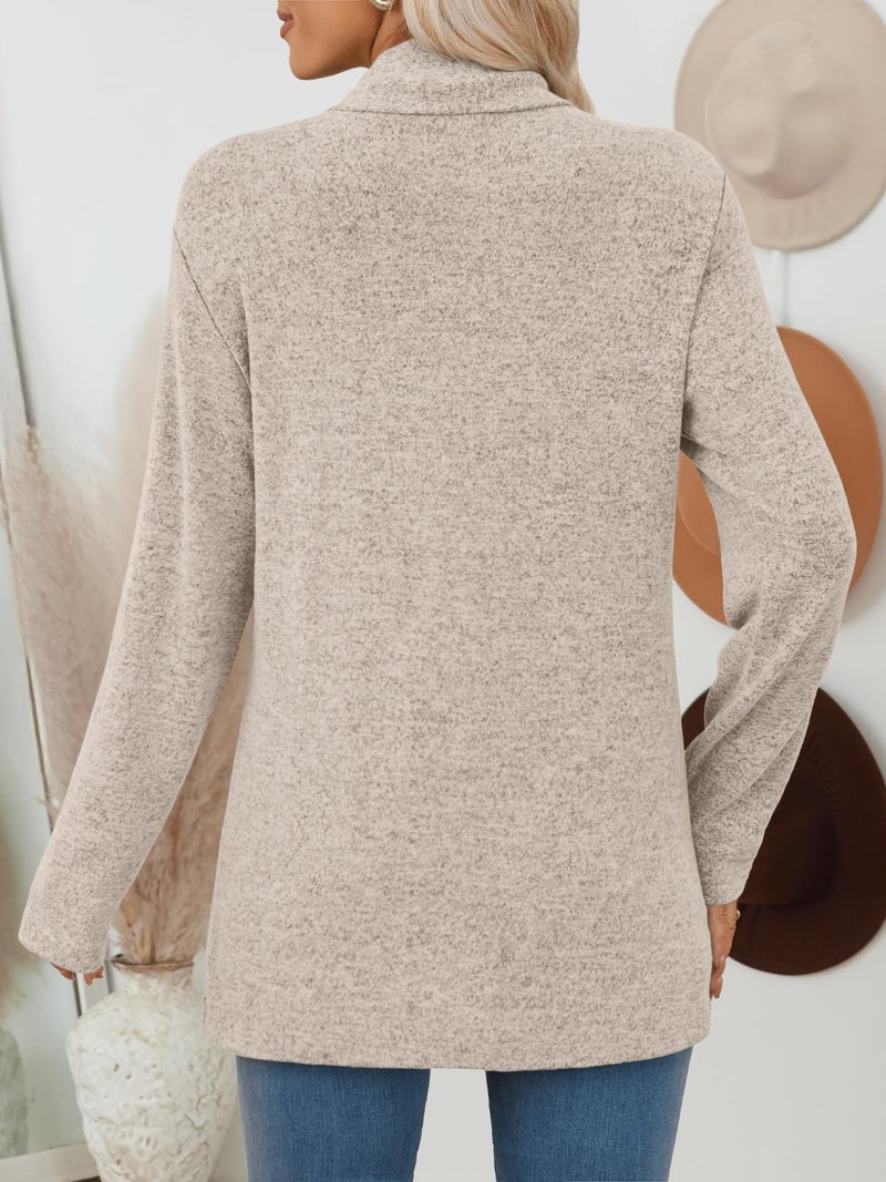 LILLUSORY Cardigan Sweaters for Women Lightweight Open Front Cardigans Casual Loose 2026 Spring Outfits with Pockets CoffeeGrey S - Image 4