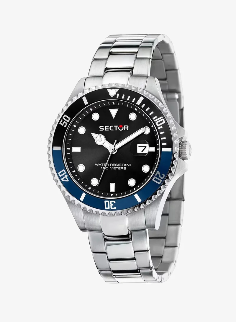 Sector 230 Collection Men's Analog Watch - Black Matt Dial, 43mm Stainless Steel Case, Silver Stainless Steel Bracelet, Quartz, 100M Water Resistant - R3253161060