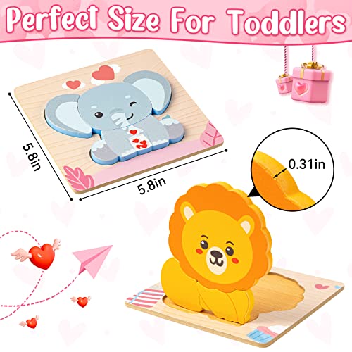 LACCHOUFEE Wooden Puzzles for Toddlers 13 4 Pack Wooden Puzzles with Animals Design Birthday Gift for Boys Girls Kids Party Favors Gifts Educational Preschool Classroom Toys - Image 5