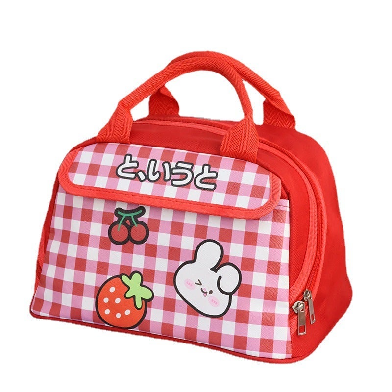 Thick Insulated Lunch Bag with Cartoon Design - Large Pink Flower Bear - Image 5