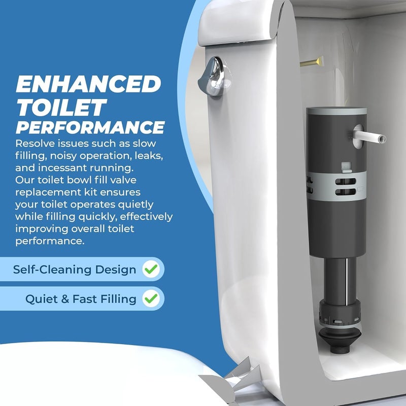 RAVINE High Performance Universal Toilet Fill Valve Replacement Kit - Quiet & Fast Fill - Easy Install Toilet Fill Valve Replacement - Fill Valve for Toilet Tank - Toilet Float Replacement Kit - Image 4