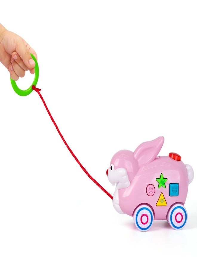 ArtCreativity Bunny Pull Toy for Toddlers with Lights, Music, and 4 Animal Sounds - Learning Toy with Shapes and Colors - Image 2