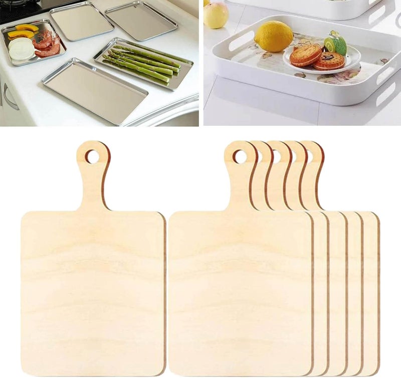 klarako 6x Wood Paddle with Handle Board Tray Chopping Board Set Cheese Board Wood Board for Crafts Small for Kitchen - Image 3