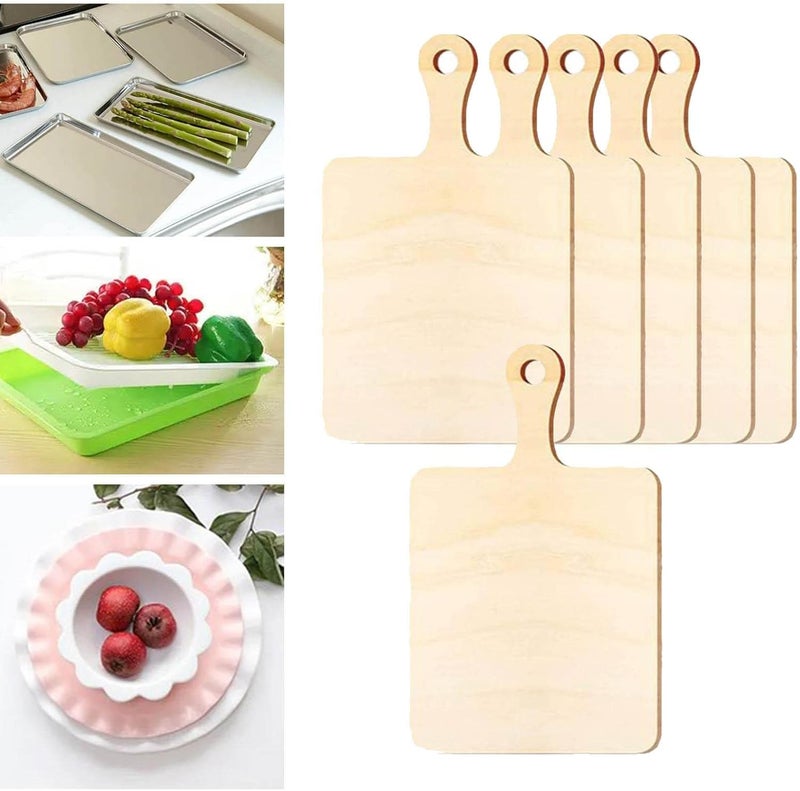 klarako 6x Wood Paddle with Handle Board Tray Chopping Board Set Cheese Board Wood Board for Crafts Small for Kitchen - Image 2