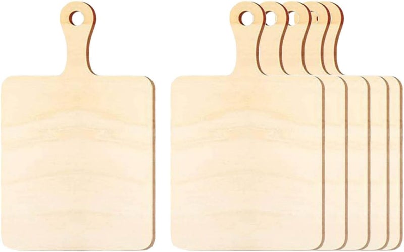 klarako 6x Wood Paddle with Handle Board Tray Chopping Board Set Cheese Board Wood Board for Crafts Small for Kitchen - Image 1