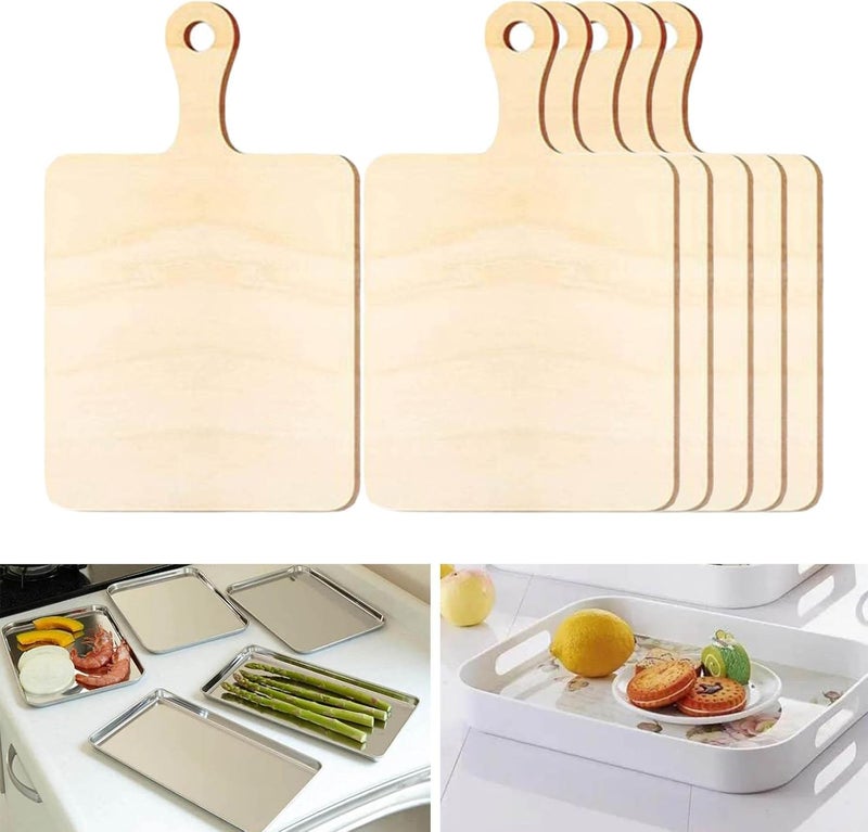 klarako 6x Wood Paddle with Handle Board Tray Chopping Board Set Cheese Board Wood Board for Crafts Small for Kitchen - Image 4