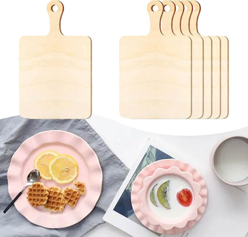 klarako 6x Wood Paddle with Handle Board Tray Chopping Board Set Cheese Board Wood Board for Crafts Small for Kitchen - Image 5