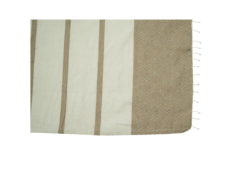 Ambrosia 90x180 cm Polycotton Light Beige Striped Turkish Fouta Towel and Multipurpose Blanket, a lightweight quick drying flat weave accessory for beach, bath, travel, and picnic use - Image 3