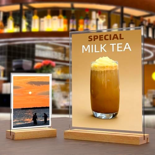 JDEA 5x7 Inch Acrylic Sign Holder with Wood Base Vertical and Slant Displays3 Pack 57 - Image 3