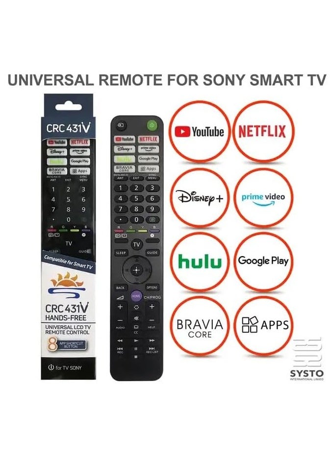 Neo Classic Replacement Remote Control for Sony Tv -Remote Model : CRC431V  - Image 1