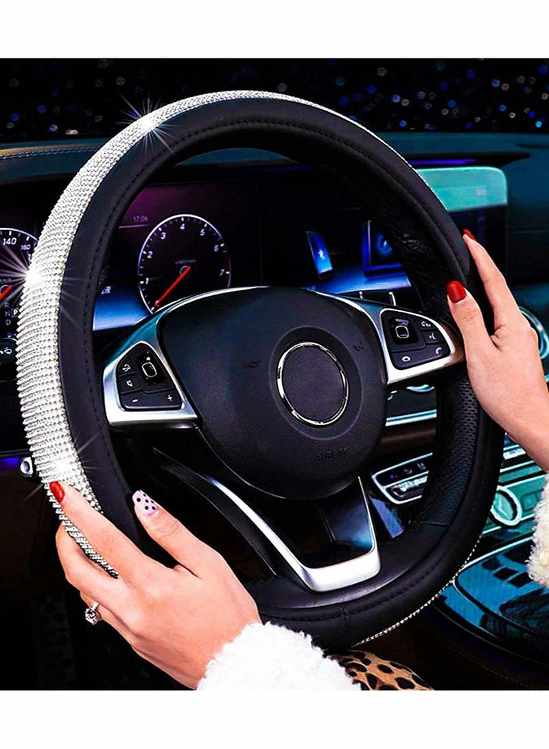 كاست ويف غطاء عجلة القيادة من الجلد الماسي مع أحجار الراين الكريستالية اللامعة - Image 2