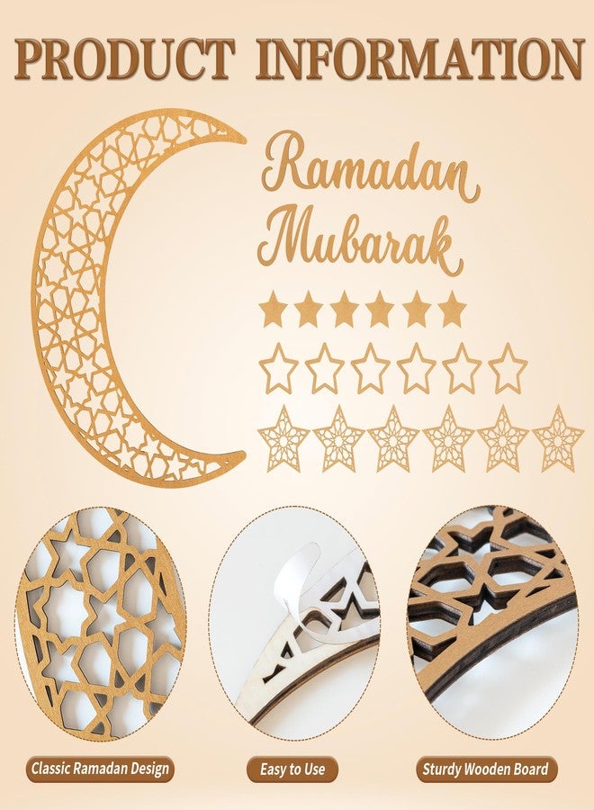مجموعة ديكور حائط رمضان مبارك من ريموسي، لوحة جدارية خشبية إسلامية على شكل هلال ونجمة لتزيين رمضان والعيد، ديكور منزلي إسلامي لغرفة المعيشة أو غرفة النوم أو مكان الصلاة - Image 3