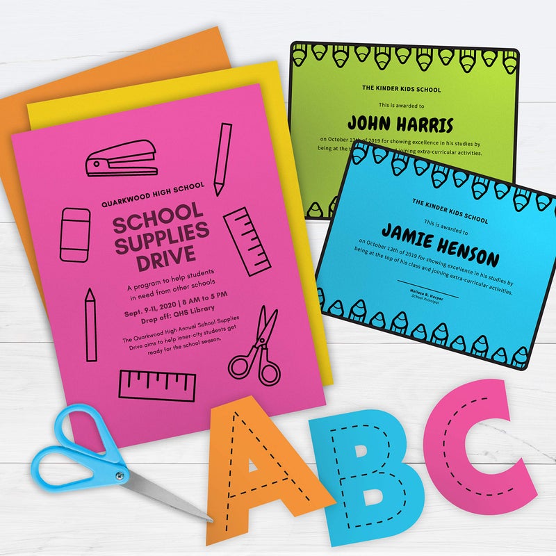 PrintWorks Neon Cardstock 8.5" x 11" - 200 Sheets - 5 Assorted Fluorescent Colors - Ideal for School & Craft Projects - 65 lb/176 gsm - Made in the USA - FSCÂ® Certified (00597) - Image 4