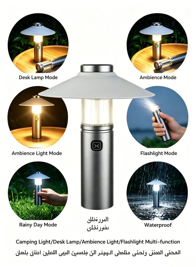 Mood Light Camping Light Flashlight 3-in-1,IPX7 Waterproof, Magnetic Mounting, Removable Shade, USB-Rechargeable Light, 2 Dimming Modes & 3 Flashlight Modes,  Portable Foldable Lantern for Camping, Hiking, and Home Emergency Outdoor Portable Light Ambient lights - Image 1