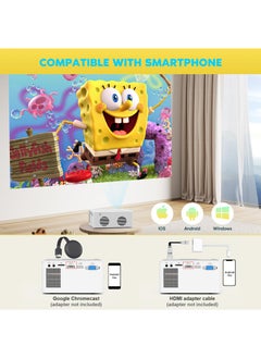 Generic 7500L Mini Projector Full HD 1080P Supported Portable Outdoor Movie Projector For iOS Android Windows Compatible With TV Stick HDMI Smartphone PS4 USB Remote Control White  - Image 2